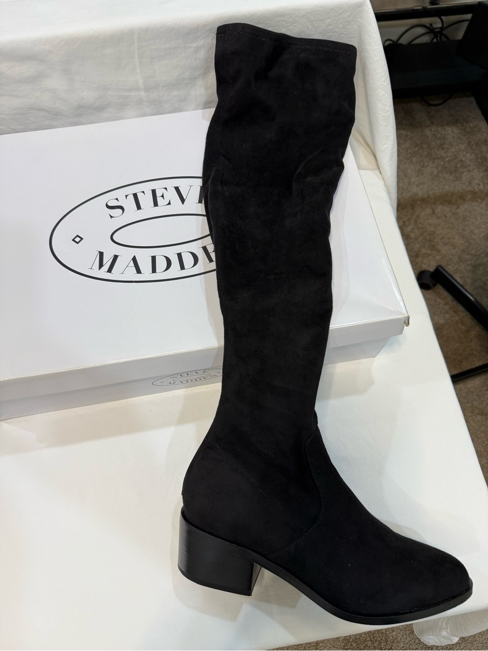 Steve Madden Women's Black Over-the-Knee Block Heel Boot